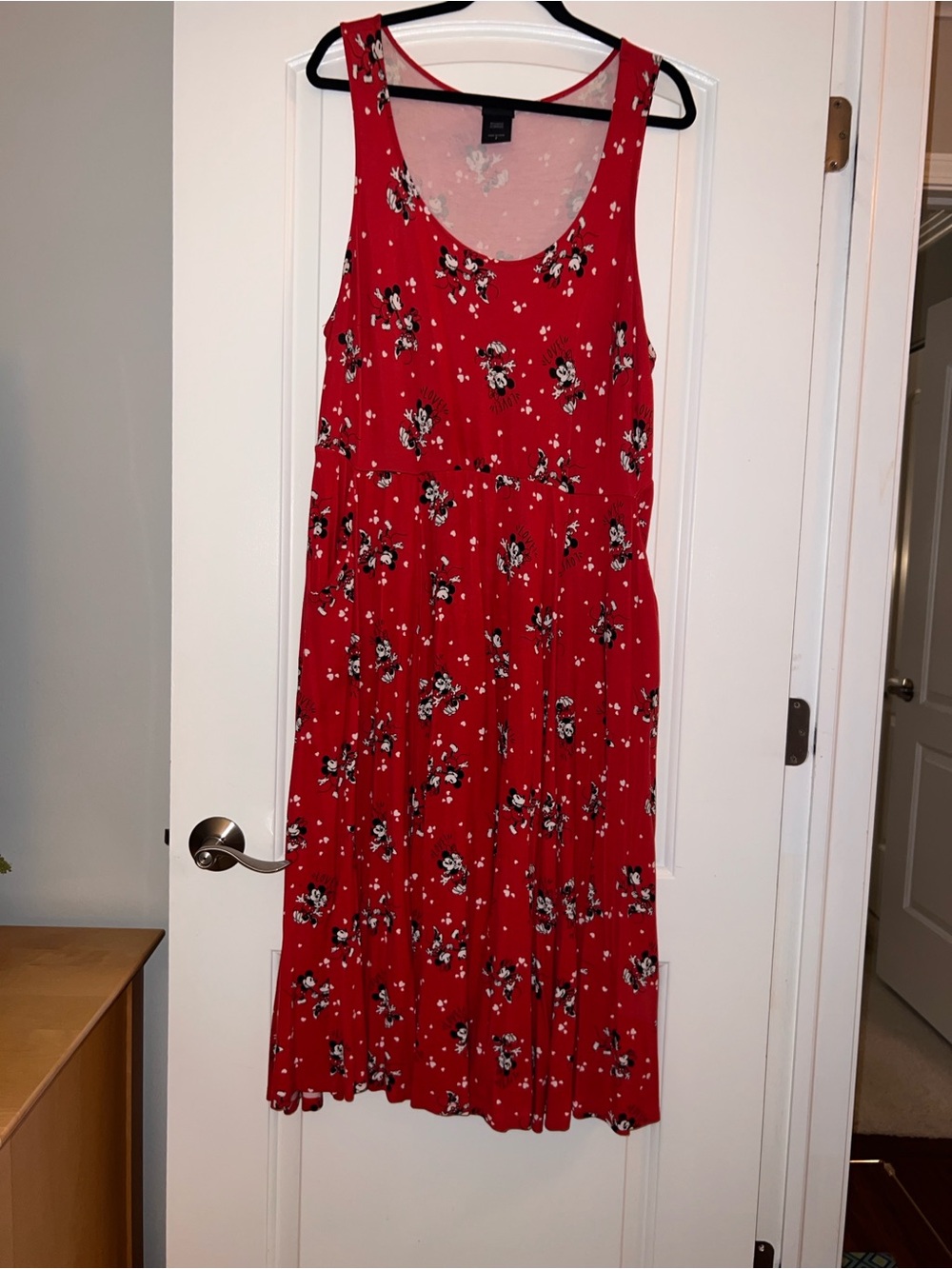 Red Floral Asymmetrical Tank Midi Dress